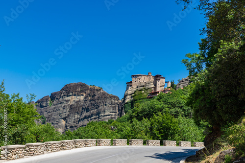 Monasteries on the top of rock in a beautiful summer day in Meteora, Greece