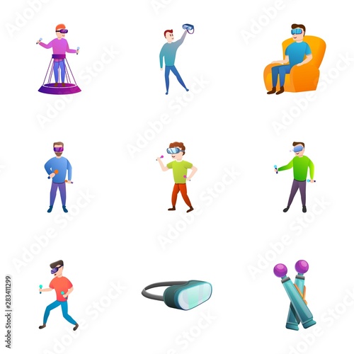 Smart vr goggles icon set. Cartoon set of 9 smart vr goggles vector icons for web design isolated on white background