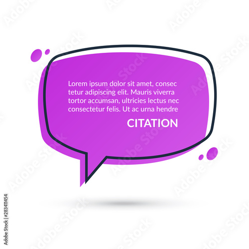 Quote speech bubble, text box, message balloon, colorful sticker isolated on white background. Vector illustration