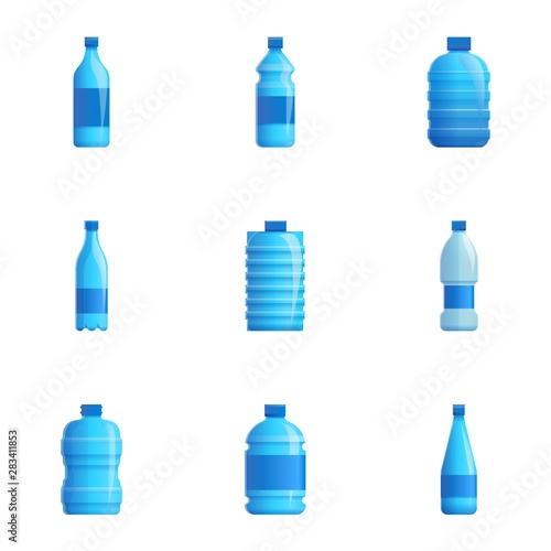 Purify water icon set. Cartoon set of 9 purify water vector icons for web design isolated on white background