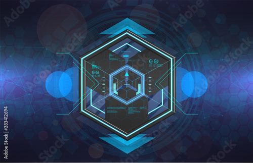 VR futuristic gadget in HUD style. Avionics instruments. Stabilizer, and sight, rhomb style. Futuristic User Interface gadget. Device tilt level. HUD dashboard interface. Vector illustration