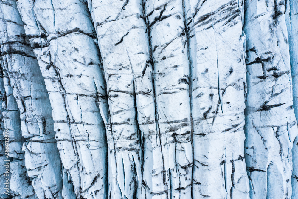 aerial view of glacier from above, ice texture landscape,Iceland