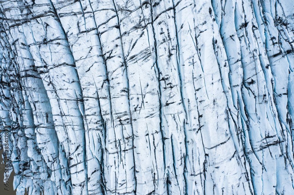 aerial view of glacier from above, ice texture landscape,Iceland