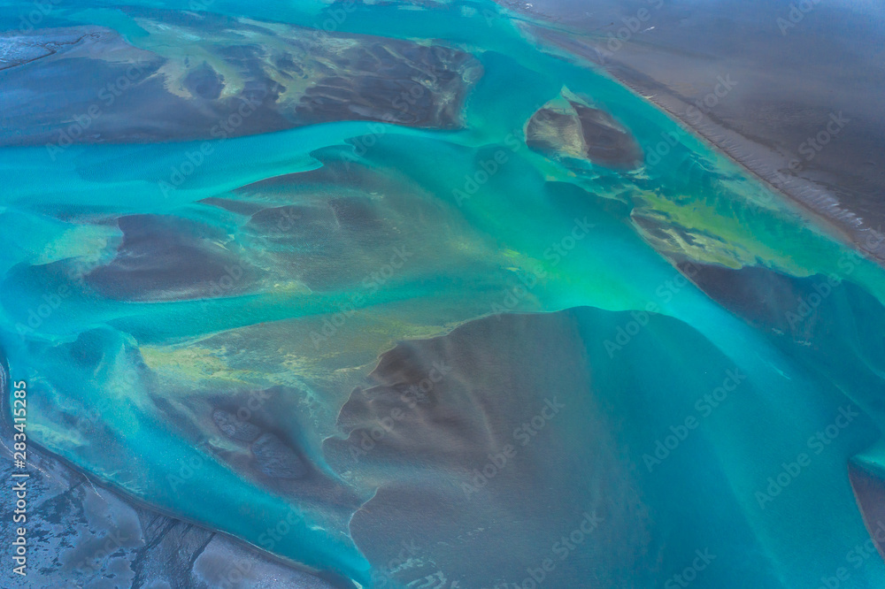Amazing Nature, Aerial view of glacier rivers,Iceland