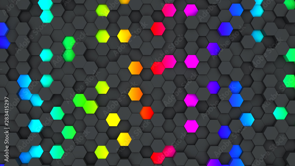 Colorful hexagon wallpaper or background Stock Photo | Adobe Stock