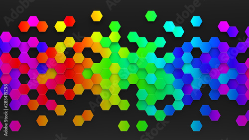 Colorful hexagon wallpaper or background photo