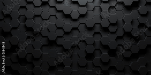 Canvastavla Dark hexagon wallpaper or background