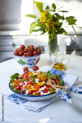 salad with goat cheese and cherry tomatoes