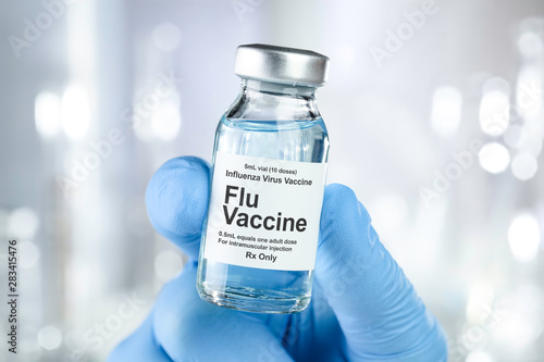 Small drug vial with influenza vaccine photo