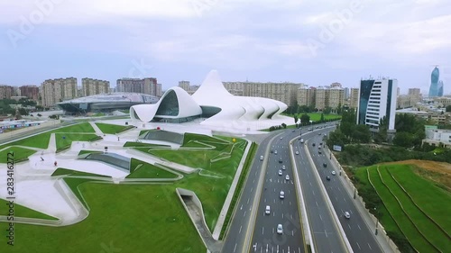  Aerial view of Heydar Aliyev Center Museum in Baku, Azerbaijan photo