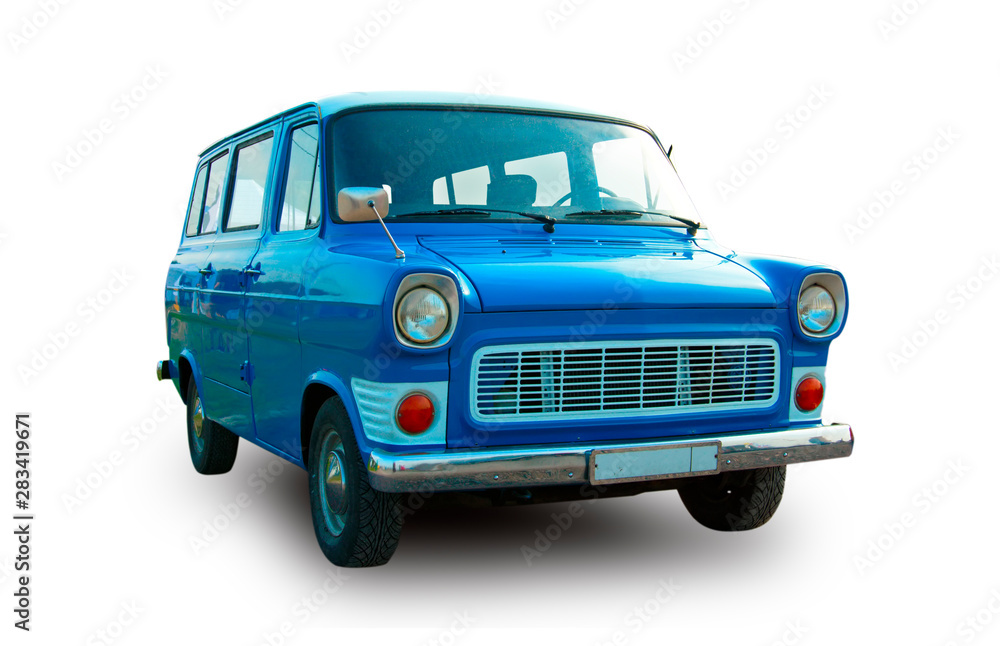 American old vehicle. White background. American old vehicle. White background.