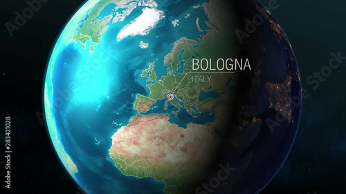 Italy - Bologna - Zooming from space to earth photo