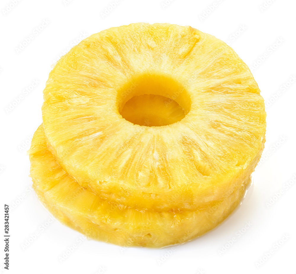 Pineapple rings. Canned pineapple slices. Pineapple isolated on white. Pineapple rings. Canned pineapple slices. Pineapple isolated on white.