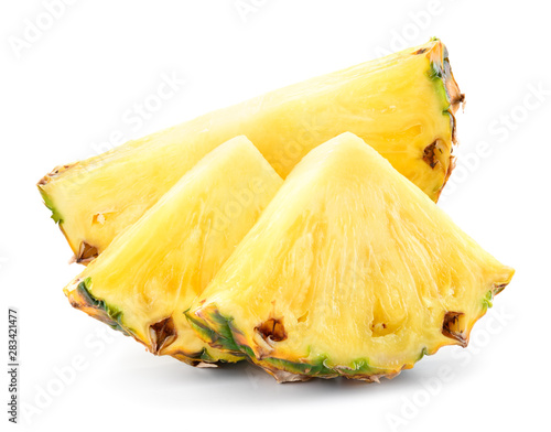 Pineapple slice isolated. Pineapple composition. Perfect retouched photo.