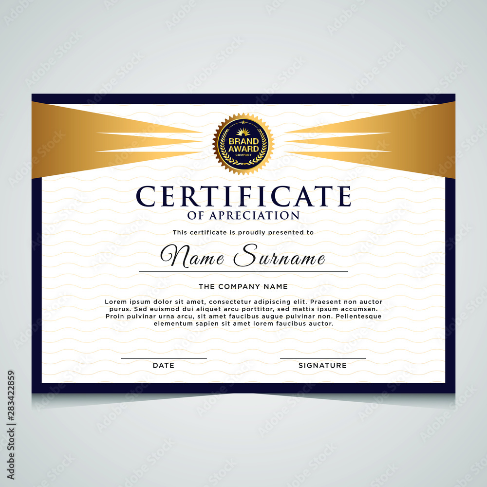 Obraz premium elegant blue and gold diploma certificate template. Use for print, certificate, diploma, graduation