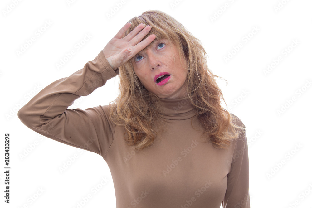 Fototapeta premium adutal woman are pain gestures isolated on white background