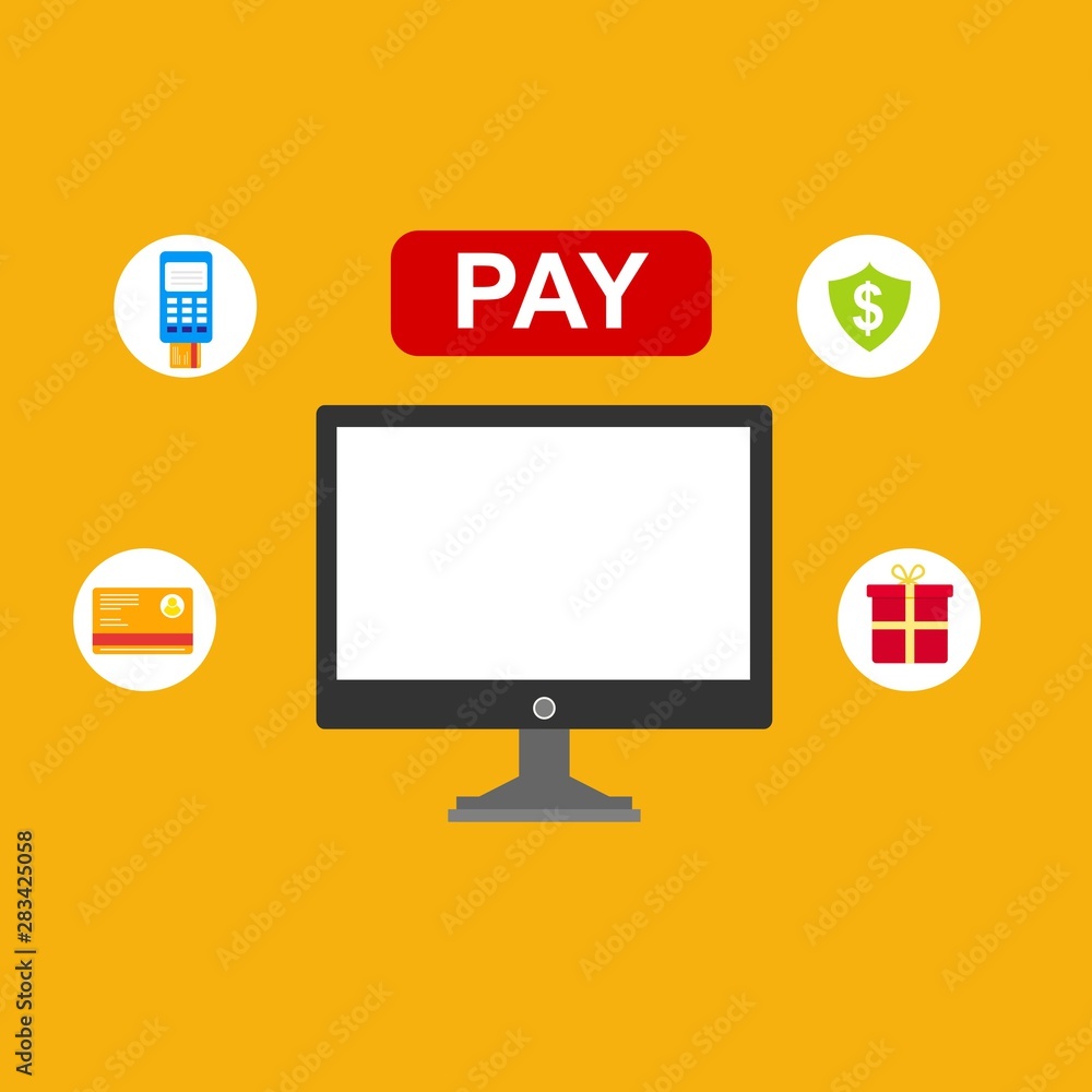 Online shopping concept. Mobile payments. vector illustration. Can be used for workflow layout template, banner, marketing, infographics