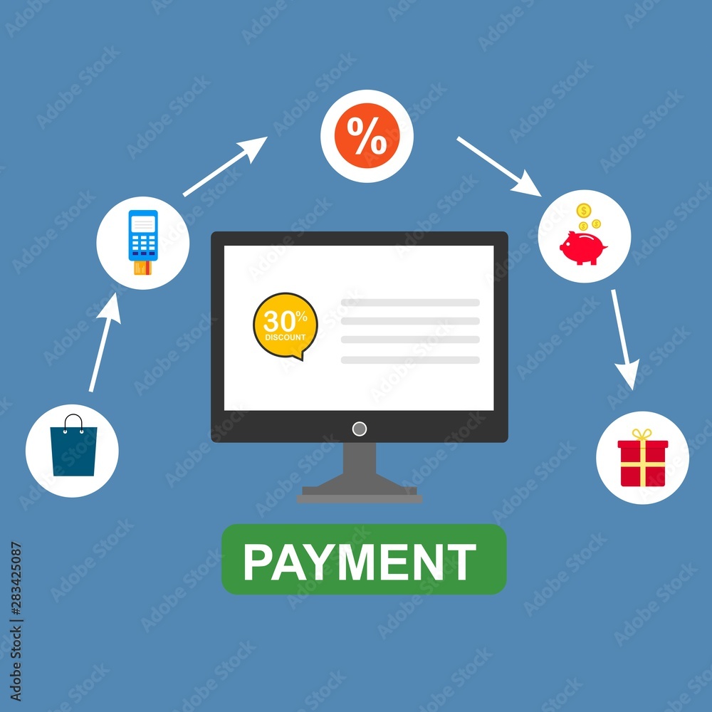 Online shopping concept. Mobile payments. vector illustration. Can be used for workflow layout template, banner, marketing, infographics Online shopping concept. Mobile payments. vector illustration. Can be used for workflow layout template, banner, marketing, infographics