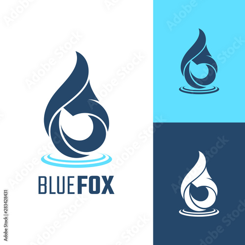 water drop fox logo.flat style.animal icon vector.modern logo design