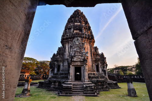 Beautiful photo of phimai thai ruins taken in thailand, Asia photo