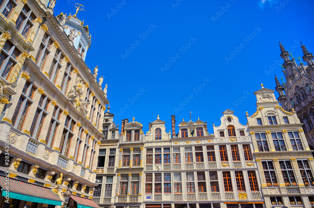 Buildings and architecture in the Grand Place, or Grote Markt, the central square of Brussels, Belgium.