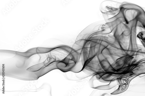 Black smoke motion on white background, fire design