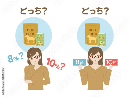 軽減税率　ペットフードがどちらなのか悩む女性