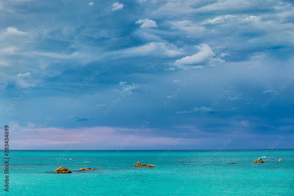 Ocean and sky on coastline of Kaikoura, South Island, New Zealand