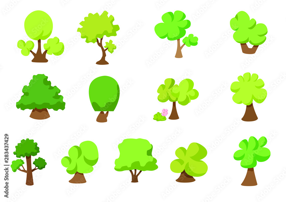 tree set collection isolated on white background illustration vector tree set collection isolated on white background illustration vector