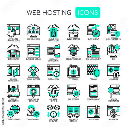 Web Hosting , Thin Line and Pixel Perfect Icons