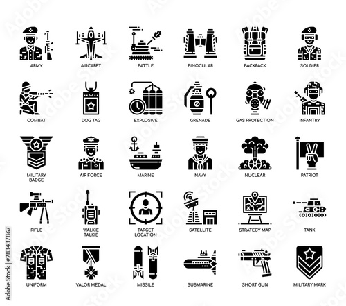 Military Elements , Glyph Icons
