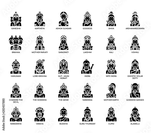 Hindu Gods , Thin Line and Pixel Perfect Icons