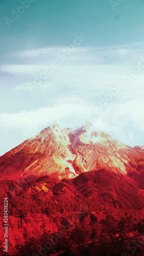 Mount Merapi looks beautiful with lava lanes