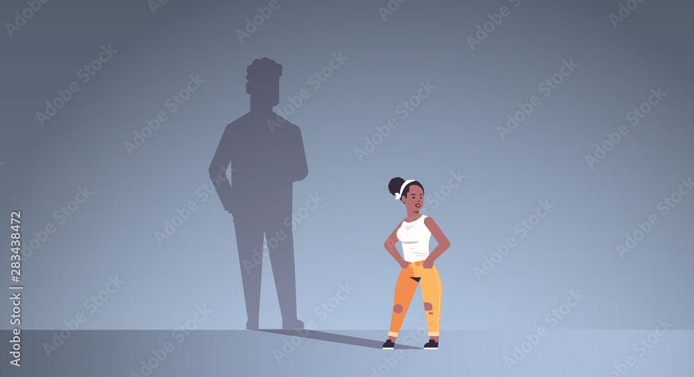 african american girl dreaming about boyfriend shadow of man imagination aspiration concept female cartoon character standing pose full length flat horizontal african american girl dreaming about boyfriend shadow of man imagination aspiration concept female cartoon character standing pose full length flat horizontal