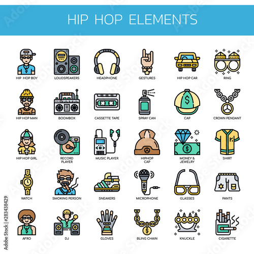 Hip Hop Elements , Thin Line and Pixel Perfect Icons
