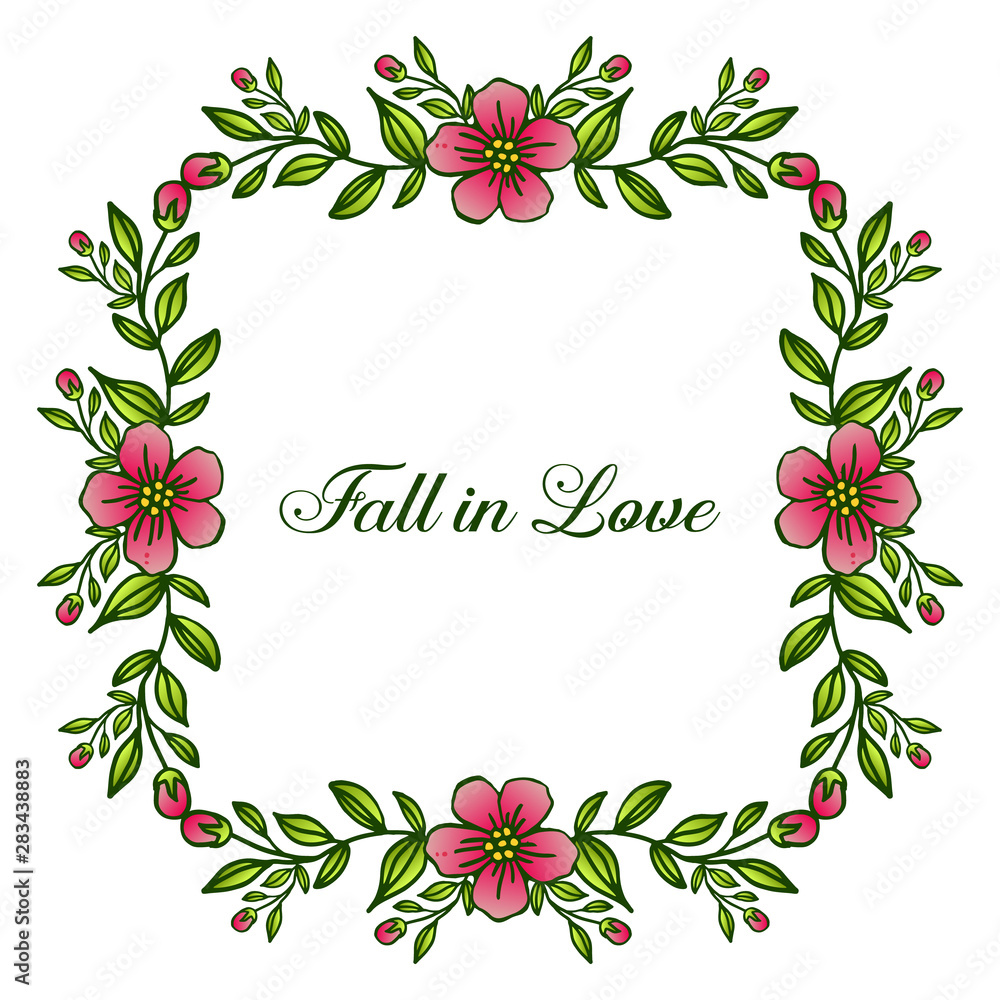 Feature green leaves flower frame, for ornate of various card fall in love. Vector Feature green leaves flower frame, for ornate of various card fall in love. Vector