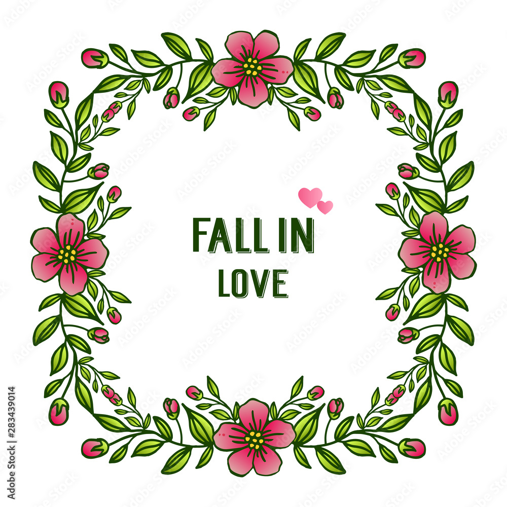 Feature green leaves flower frame, for ornate of various card fall in love. Vector Feature green leaves flower frame, for ornate of various card fall in love. Vector