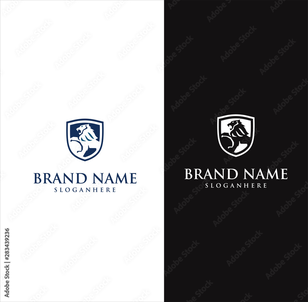 Shield Lion Logo Vector Stock black and white background Shield Lion Logo Vector Stock black and white background