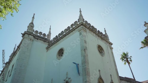 Lisbon Monastery Tiles Museum Battlements Facade with Blue Sky photo
