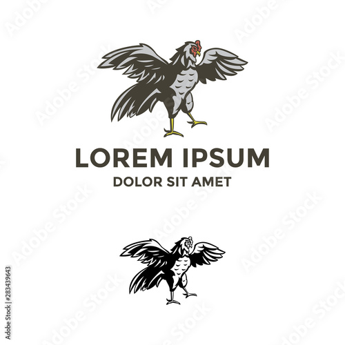 Charge rooster chicken ready to fight mascot logo template