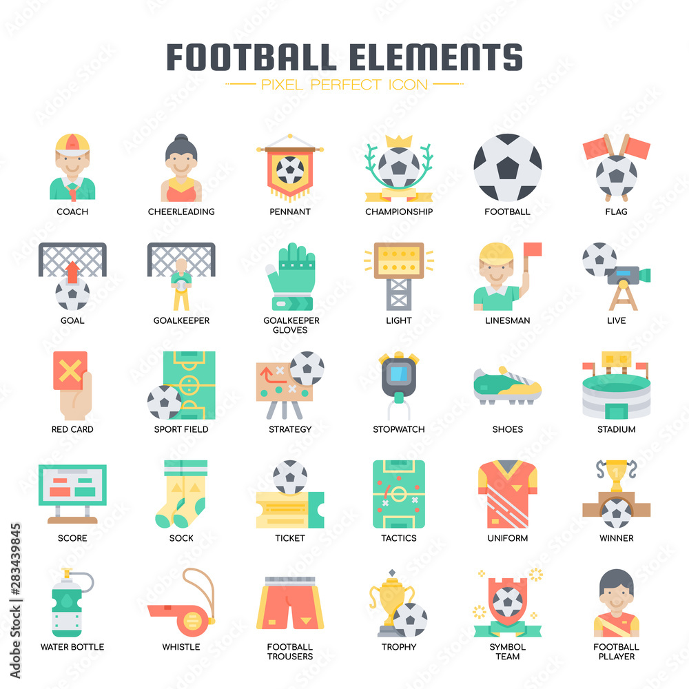 Football Elements , Thin Line and Pixel Perfect Icons