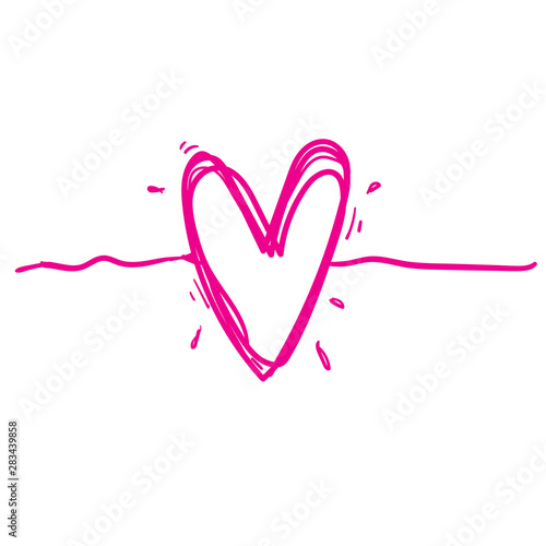 Tangled hand drawn love heart with doodle style thin line, divider shape vector