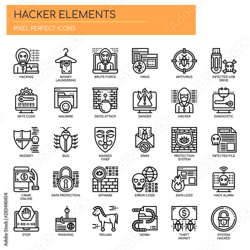 Hacker Elements , Thin Line and Pixel Perfect Icons