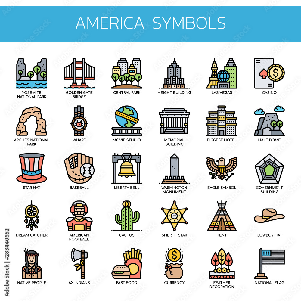 America Symbols , Thin Line and Pixel Perfect Icons America Symbols , Thin Line and Pixel Perfect Icons