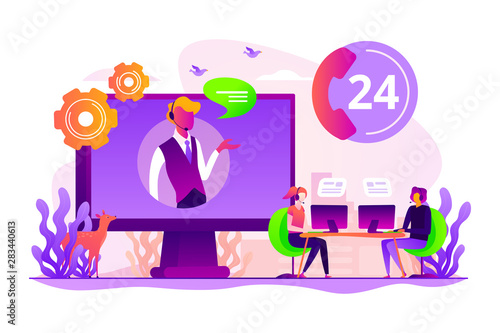 Tech support, clients assistance and hotline, help hotline, call centre. Contact center, customer service point, customer relationship management concept. Vector isolated concept creative illustration
