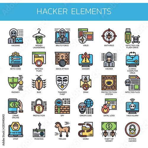 Hacker Elements , Thin Line and Pixel Perfect Icons
