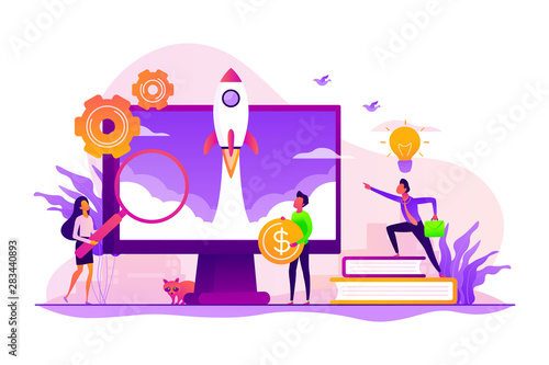 Project management. Business process set up. Enterprise growth. Company development. Start up launch, Start up venture, entrepreneurship concept. Vector isolated concept creative illustration