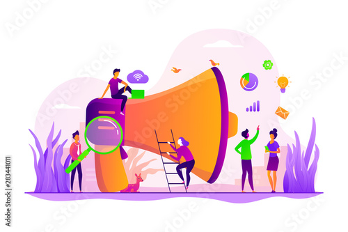 Partners cooperation. Colleagues coworking. Digital marketing team, success metrics, marketing team lead, team responsibilities concept. Vector isolated concept creative illustration