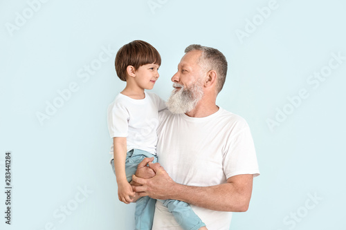 Cute little boy with grandf...