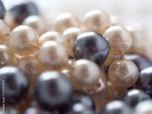 Pile of black and white pearls